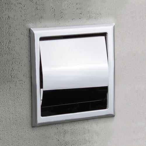 Toilet Paper Holder With Cover, Chrome, Recessed Nameeks NFA010